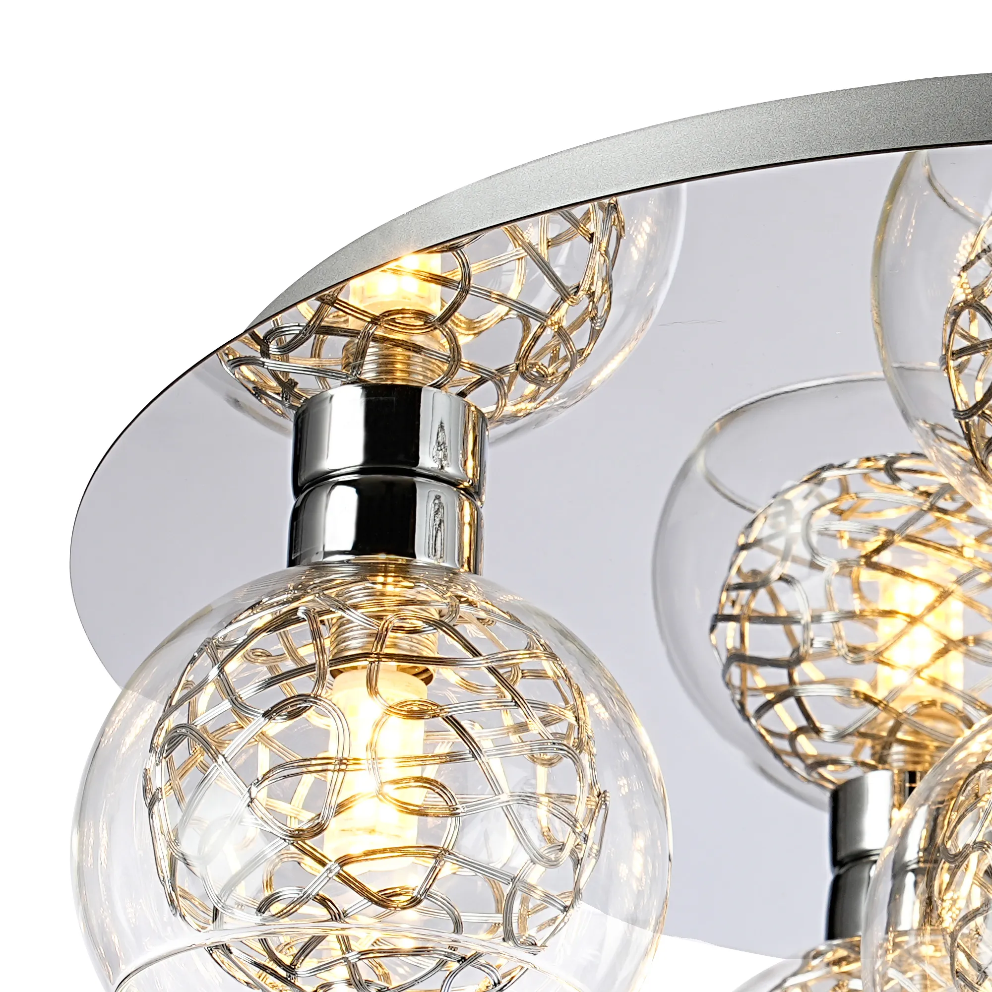 Talia Glass Flush Ceiling 5 Light Polished Chrome D0765  Deco Talia